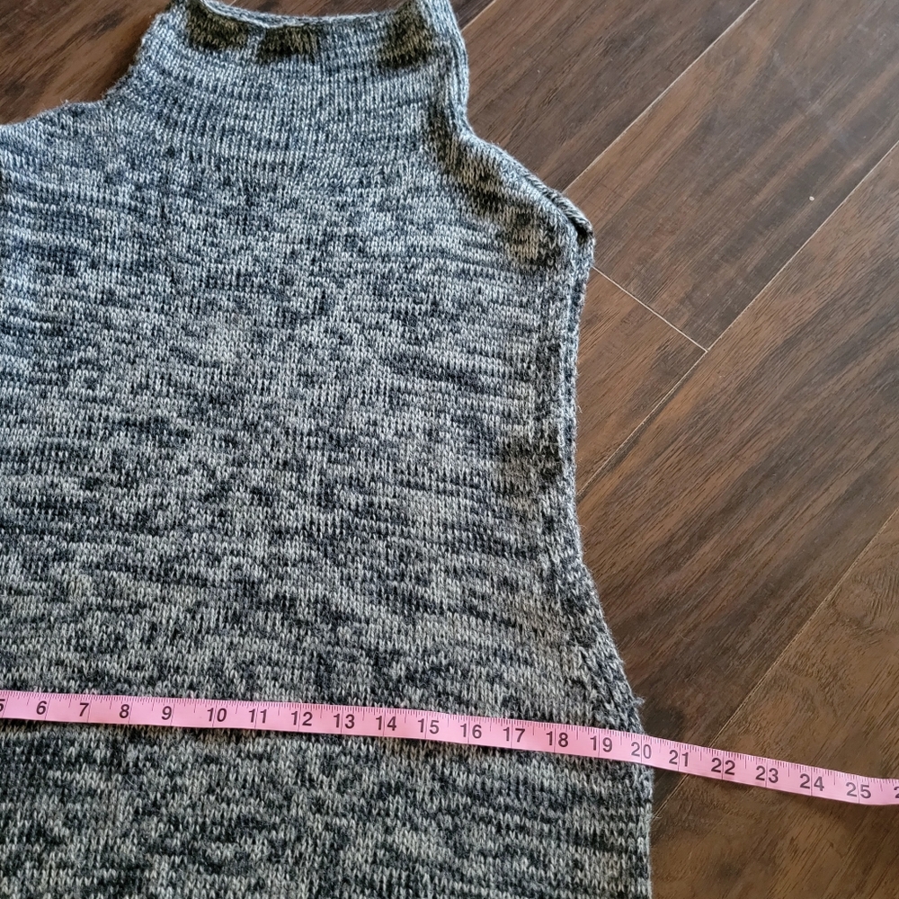 Poles Alpaca Silk Long Cable Knit Mock High Neck Tunic Sweater Vest Large - Picture 10 of 13